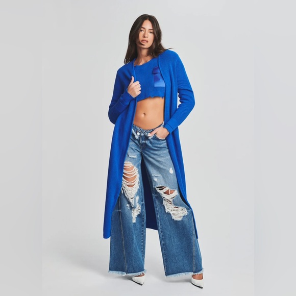 SER.O.YA KAMILA KNIT Duster CARDIGAN XS Royal Blue - Picture 7 of 9